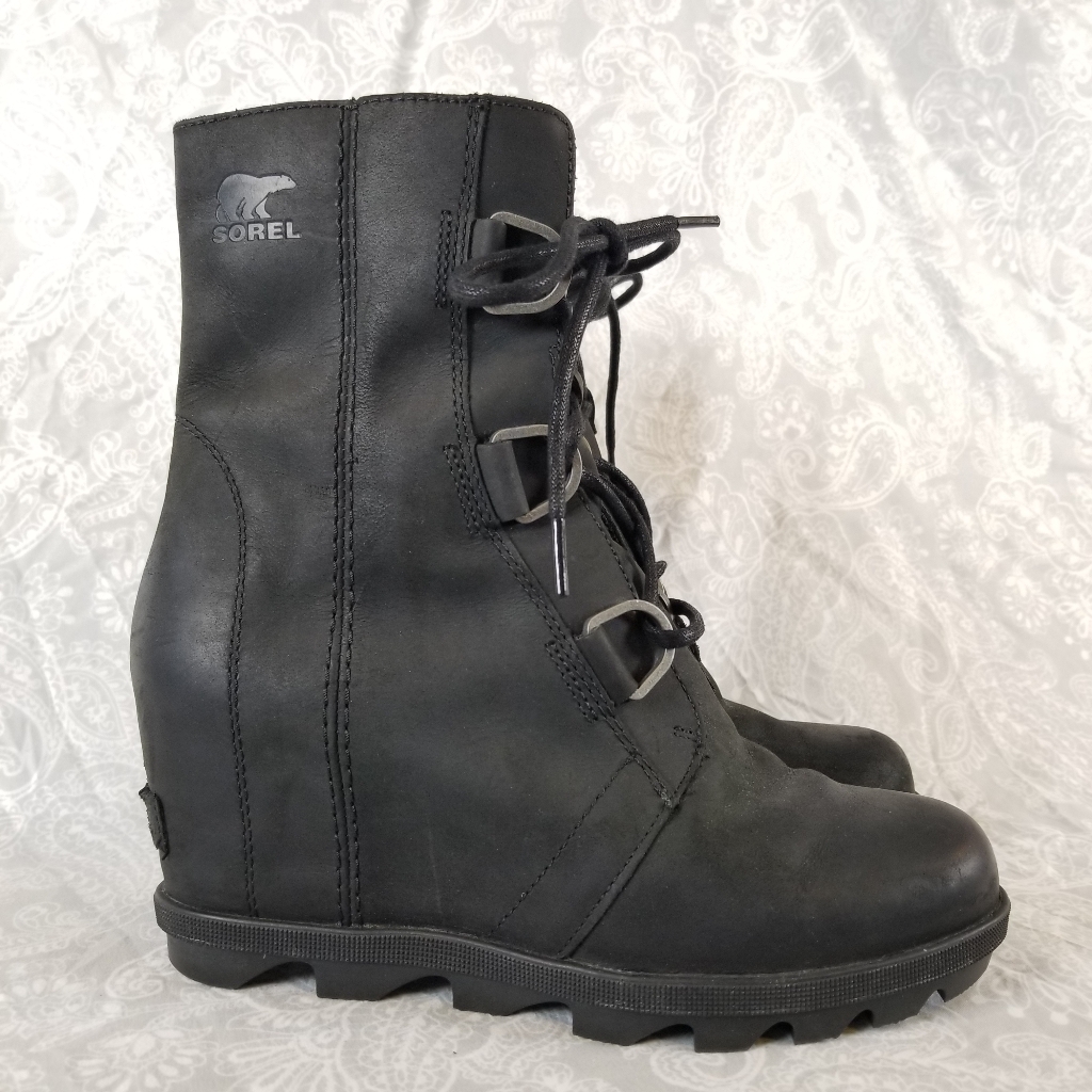 Euc Sorel Joan Of Artic Wedge 2 Bootie Lace Up